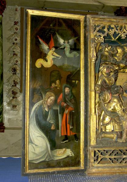 détail de la partie interne du volet gauche du triptyque : Nativité (la) - © Ministère de la Culture (France), Conservation des antiquités et des objets d'art du Loir-et-Cher, tous droits réservés 