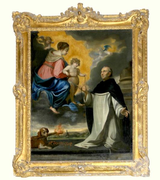vue générale du tableau, cadre : saint Dominique et le rosaire - © Ministère de la Culture (France), Conservation des antiquités et des objets d'art du Loir-et-Cher, tous droits réservés 
