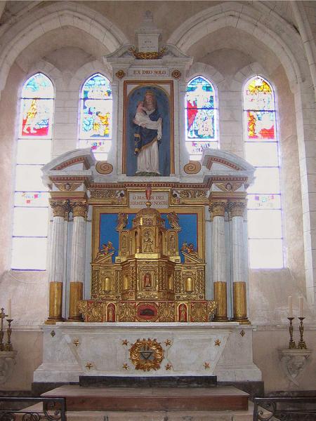 Retable, tabernacle, statue du maître-autel : Vierge à l'Enfant