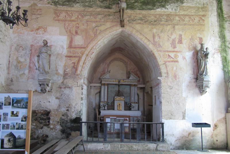 peintures monumentales : Christ en majesté entre la Vierge et saint Jean (le), travaux des mois (les), scènes de l'enfance du Christ, vue partielle