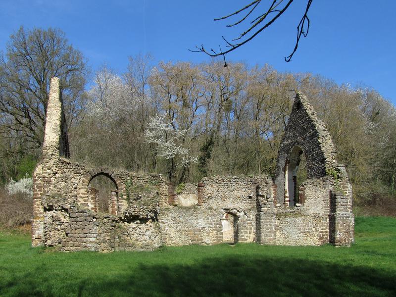 Ruines de la chapelle de Guériteau : façade sud, vue générale