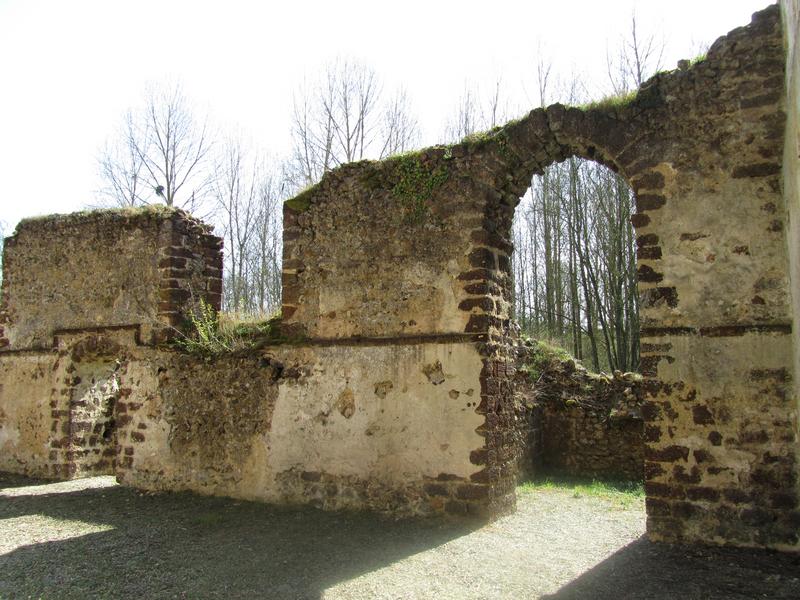 Ruines de la chapelle de Guériteau : vue partielle, mur sud