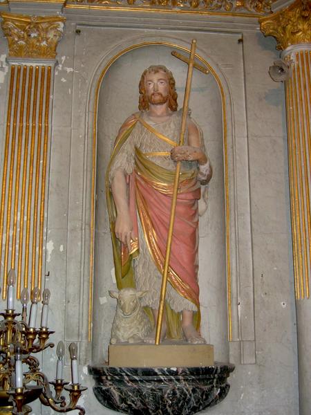 Maître-autel, retable, tableau et deux statues : Saint Jean-Baptiste et saint Jacques