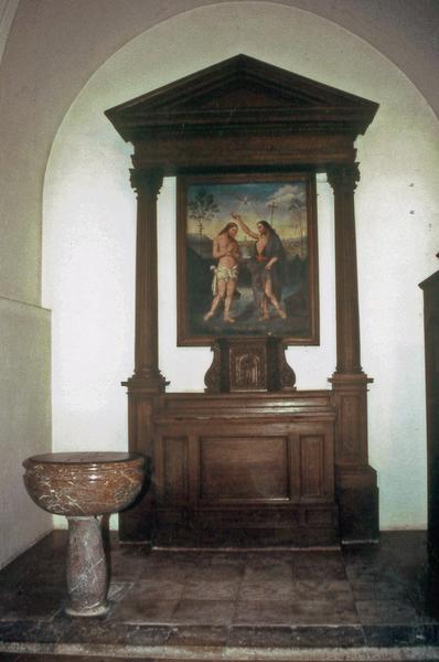 retable et son tableau : Baptême du Christ, vue générale - © Ministère de la Culture (France), Conservation des antiquités et des objets d'art du Loir-et-Cher, tous droits réservés