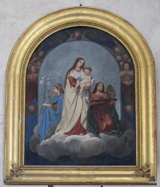 tableau : Vierge à l'enfant entre deux anges assis, vue générale