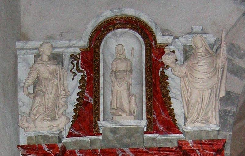 Trois statues : Sainte Geneviève, Sainte Elisabeth de Hongrie et Sainte Marguerite