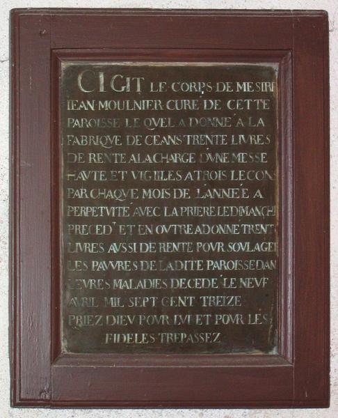 Inscription funéraire de Jean Moulinier