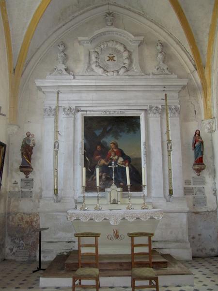 autel latéral et son retable avec tableau : sainte Famille, vue générale