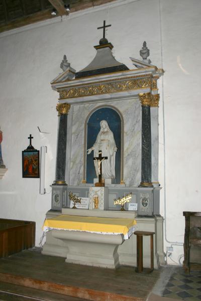 autel et retable latéral nord avec statue : Vierge, vue générale - © Ministère de la Culture (France), Conservation des antiquités et des objets d'art du Loir-et-Cher, tous droits réservés 