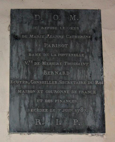 Inscription funéraire de Marie Jeanne Catherine Parisot