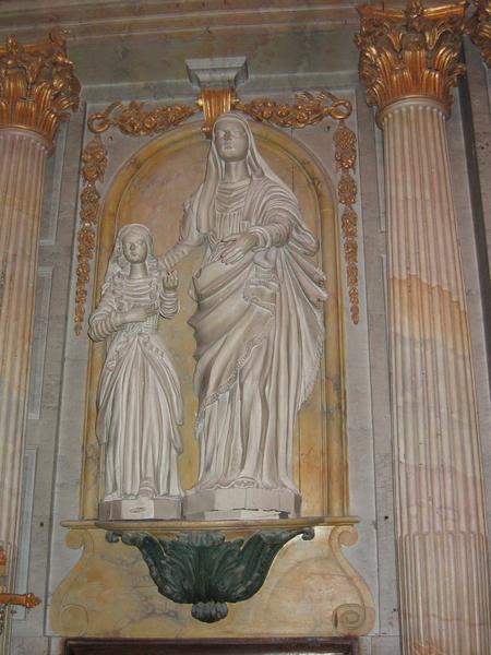 groupe sculpté : Education de la Vierge (l'), vue générale - © Ministère de la Culture (France), Conservation des antiquités et des objets d'art du Loir-et-Cher, tous droits réservés