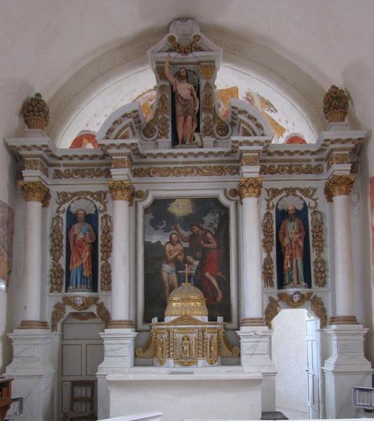 retable et son tableau : Baptême du Christ, vue générale - © Ministère de la Culture (France), Conservation des antiquités et des objets d'art du Loir-et-Cher, tous droits réservés 