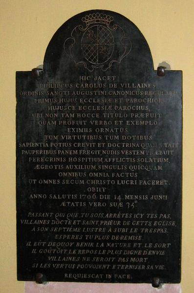 Inscription funéraire de Charles Philippe de Villaine