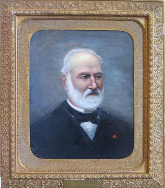 Tableau et son cadre : Portrait d'Edouard Lecouteux, maire