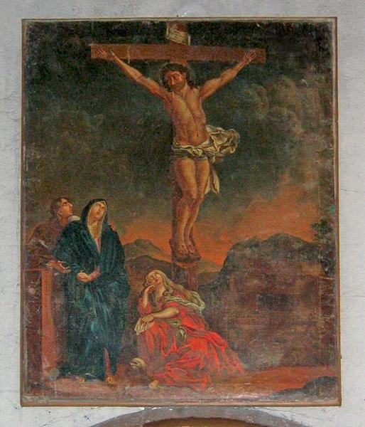 tableau : Christ en croix avec la Vierge, saint Jean et sainte Marie-Madeleine, vue générale - © Ministère de la Culture (France), Conservation des antiquités et des objets d'art du Loir-et-Cher, tous droits réservés 