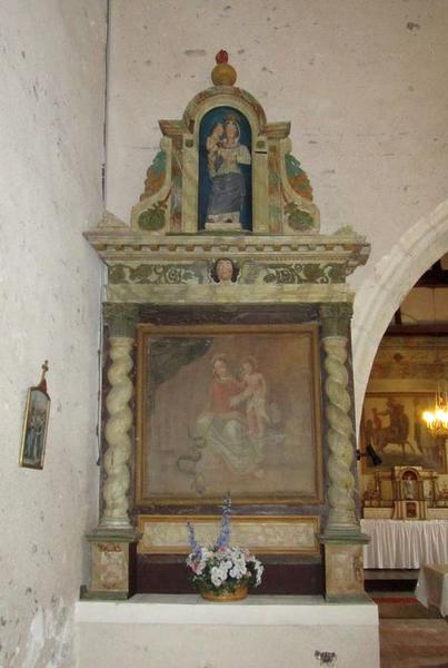 Retable de la Vierge avec tableau et statue : Vierge à l'Enfant