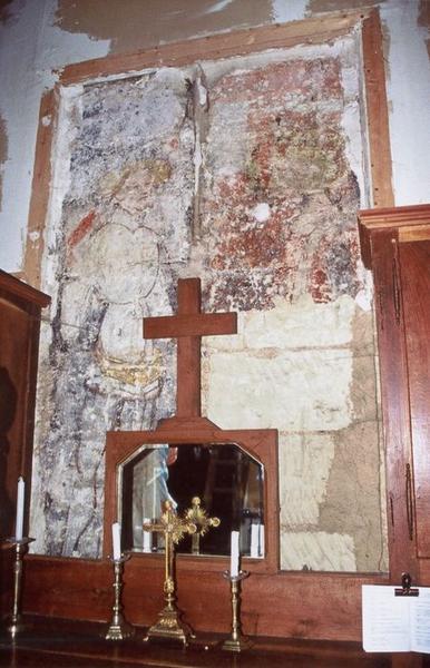 peintures monumentales : le Jugement dernier, la Déposition de Croix, saintes femmes au tombeau (les), scènes de la vie de saint Julien, saint Georges, vue partielle