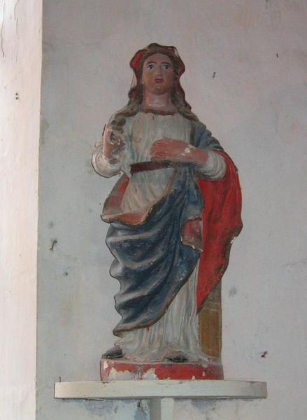 statue : Sainte Barbe, vue générale - © Ministère de la Culture (France), Conservation des antiquités et des objets d'art du Loir-et-Cher, tous droits réservés 