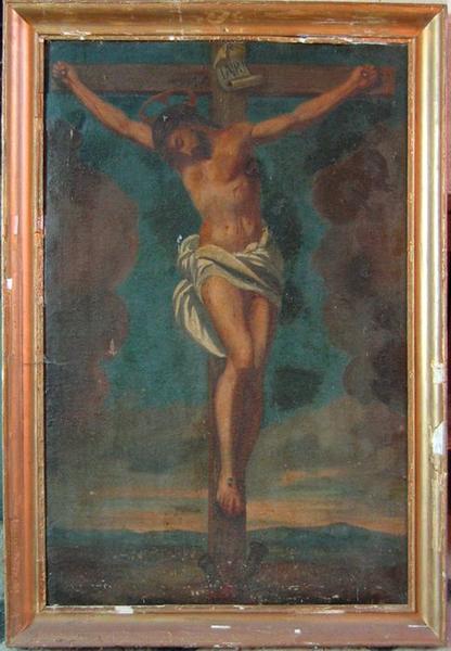 tableau : Christ en croix, vue générale - © Ministère de la Culture (France), Conservation des antiquités et des objets d'art du Loir-et-Cher, tous droits réservés 