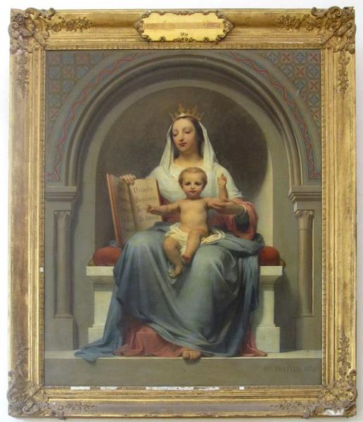 tableau : Vierge à l'enfant couronnée, dite Madone à l'Evangile, vue générale