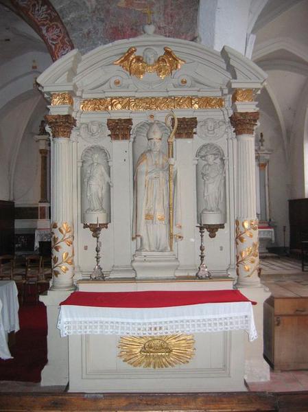 Retable latéral sud et statue : Evêque