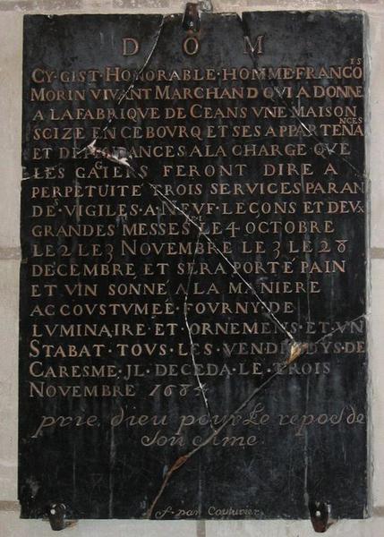 Inscription funéraire de François Morin