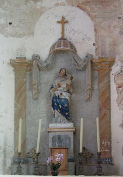 Statue : Vierge à l'Enfant et baldaquin d'autel