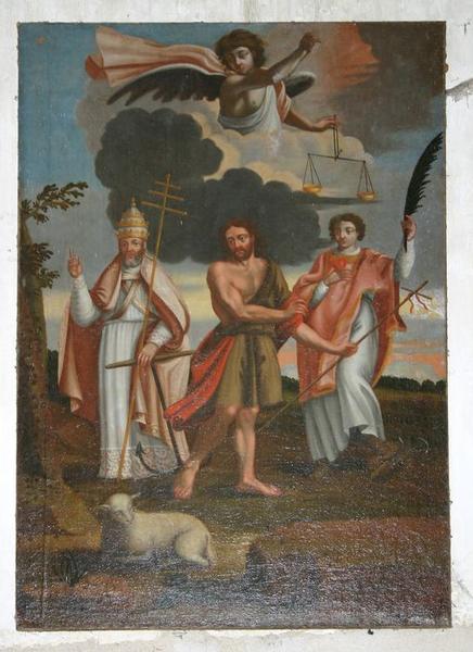 Tableau : Saint Jean-Baptiste avec saint Clément et un diacre (saint Etienne ?)