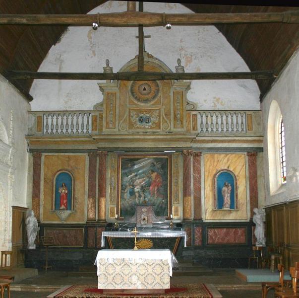 retable principal et tableau : Baptême du Christ, vue générale