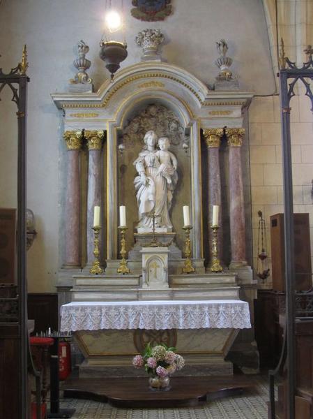 Retable latéral avec statue : Vierge à l'Enfant