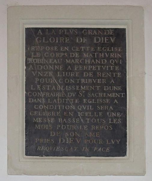 inscription funéraire de Mathurin Robineau, vue générale - © Ministère de la Culture (France), Conservation des antiquités et des objets d'art du Loir-et-Cher – Tous droits réservés 