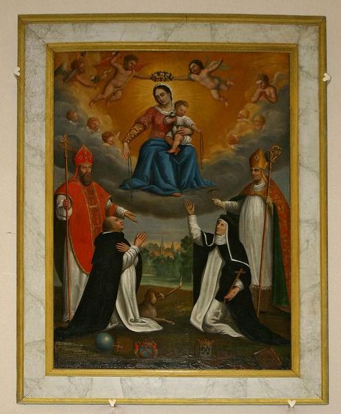 tableau : Institution du Rosaire avec saint Sulpice et saint Eloi, vue générale