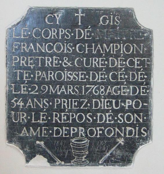 inscription funéraire de François Champion, vue générale