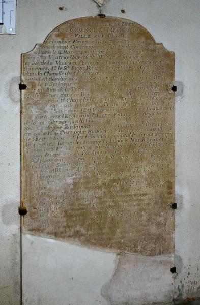 inscription funéraire d'Etienne Hubert Bigot, vue générale - © Ministère de la Culture (France), Conservation des antiquités et des objets d'art du Loir-et-Cher, tous droits réservés