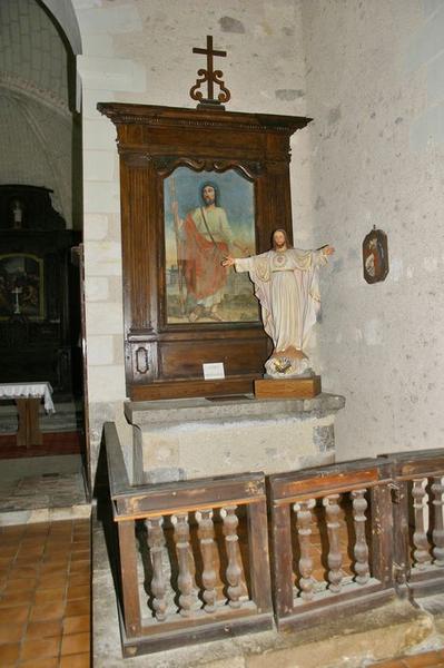 autel latéral sud, son retable, tableau : Saint Jacques et clôture de chapelle (balustre), vue générale - © Ministère de la Culture (France), Conservation des antiquités et des objets d'art du Loir-et-Cher, tous droits réservés 