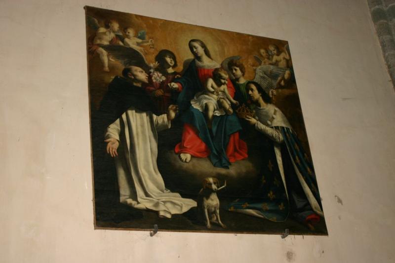 tableau : la Vierge du Rosaire entre saint Dominique et saint Louis, vue générale - © Ministère de la Culture (France), Conservation des antiquités et des objets d’art de Haute-Loire, tous droits réservés