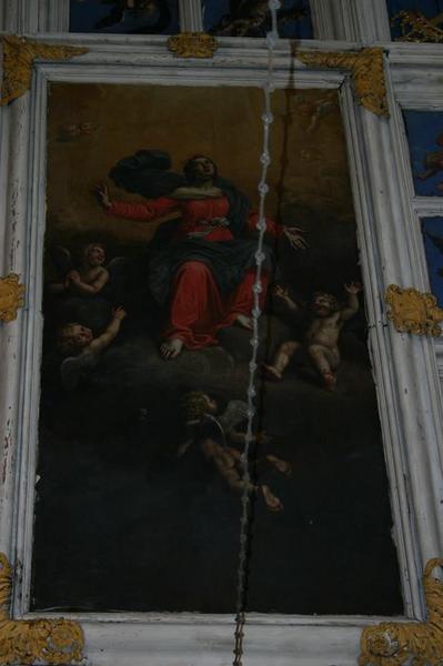 plafond à caissons, vue générale du tableau centrale : Assomption de la Vierge (l')