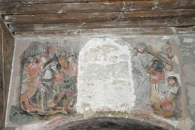 décor peint de la chapelle de la Vierge : la Montée au Calvaire, vue générale