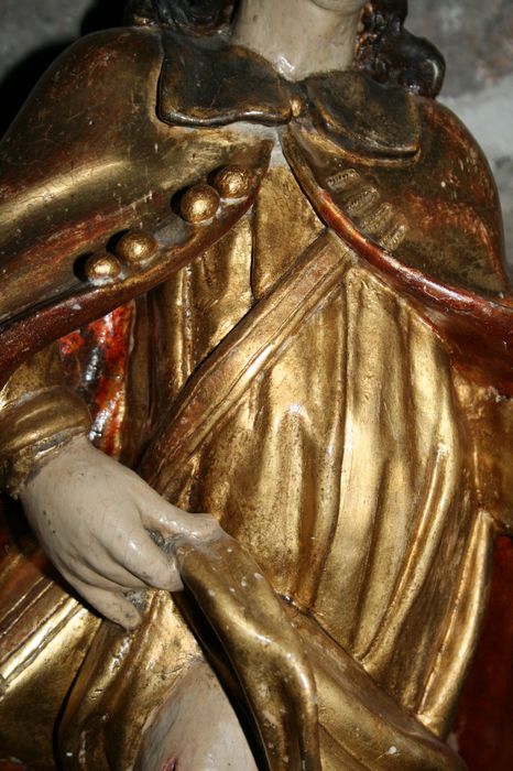 groupe sculpté : saint Roch, détail - © Ministère de la Culture (France), Conservation des antiquités et des objets d’art de Haute-Loire, tous droits réservés