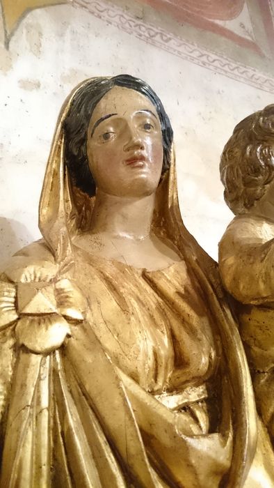 statue : Vierge à l'Enfant, vue partielle