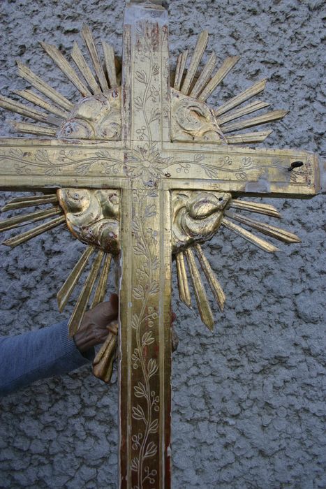 croix de procession, revers, vue partielle