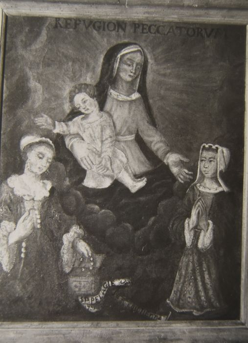 tableau : Vierge à l'enfant entre sainte Pélagie et Marie-l'Egyptienne