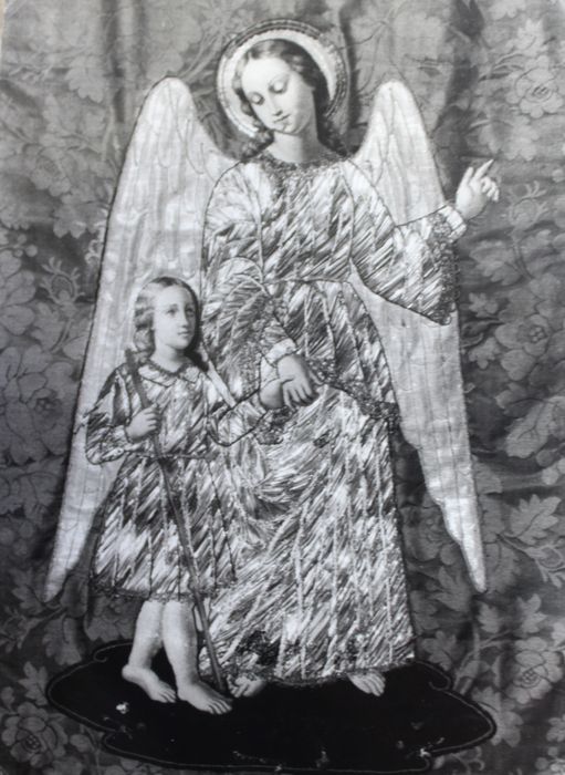 bannière de procession : Ange gardien - © Ministère de la Culture (France), Conservation des antiquités et des objets d’art de Haute-Loire, tous droits réservés