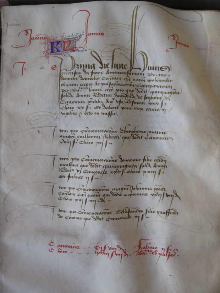 manuscrit : livre de fondations du chapitre de Nantes - © Ministère de la Culture (France), Conservation des antiquités et objets d'art de Loire-Atlantique, tous droits réservés