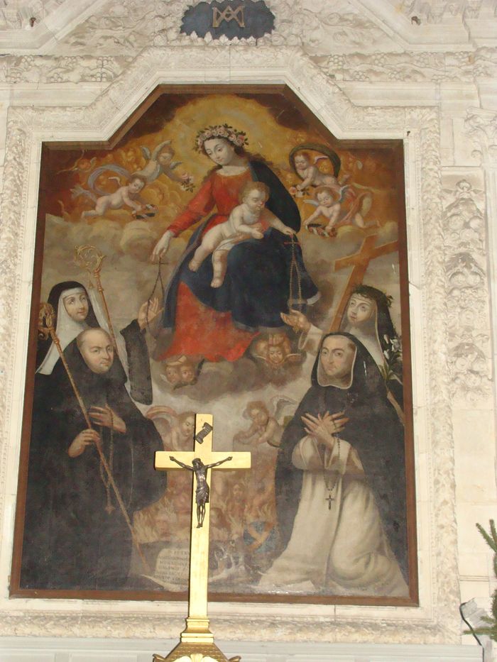 Tableau : la Vierge du Rosaire, retable du croisillon Nord du transept