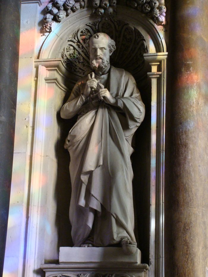 3 statues : saint Joseph et l'Enfant Jésus, saint Louis de Gonzague, saint Pierre