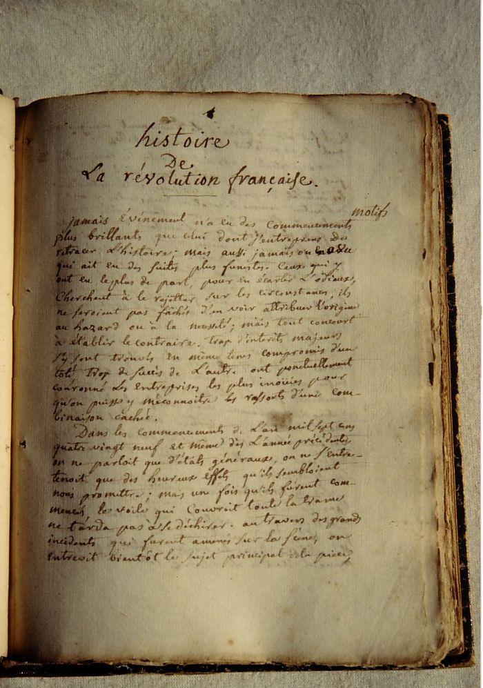manuscrit : Histoire de la Révolution - © Ministère de la Culture (France), Conservation des antiquités et des objets d’art de la Loire-Atlantique – Tous droits réservés