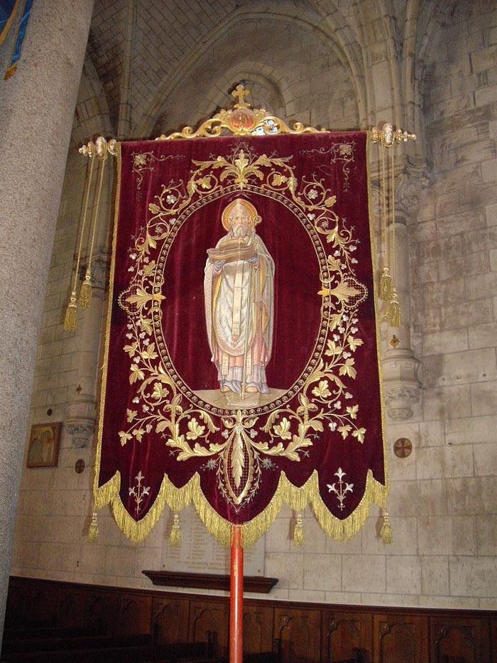 bannière de procession de la Vierge et de saint Mélaine