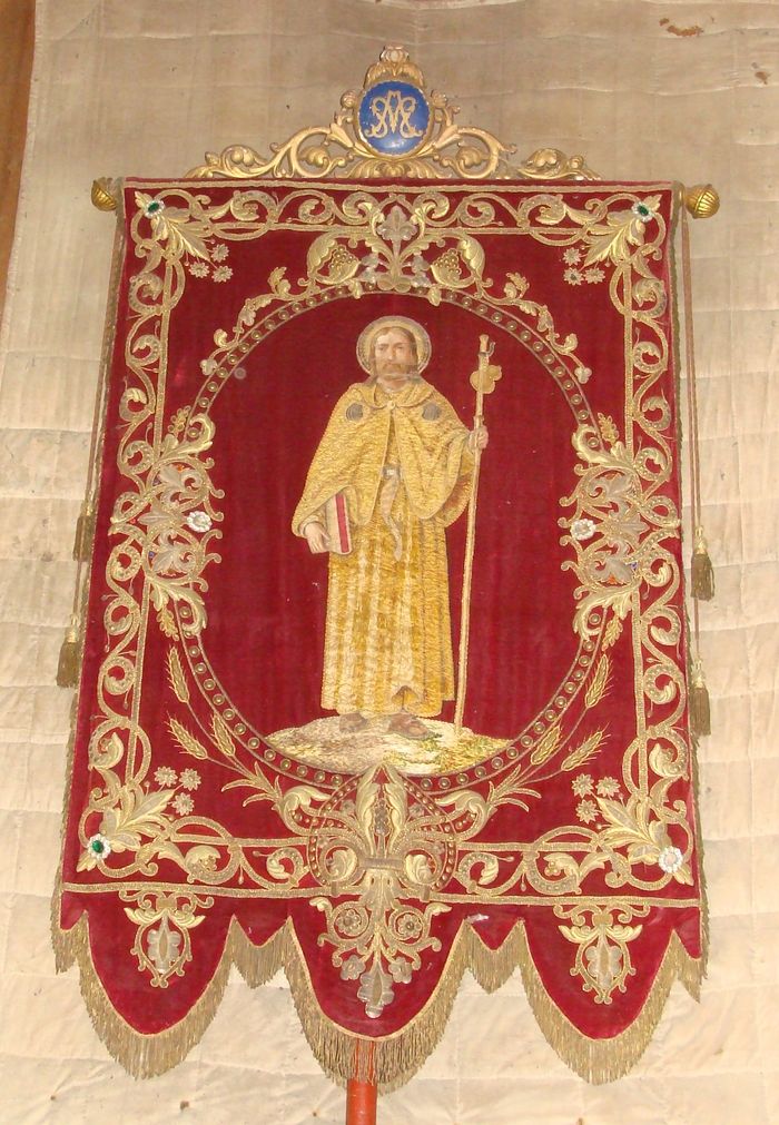 bannière de procession de la Vierge et de saint Jacques