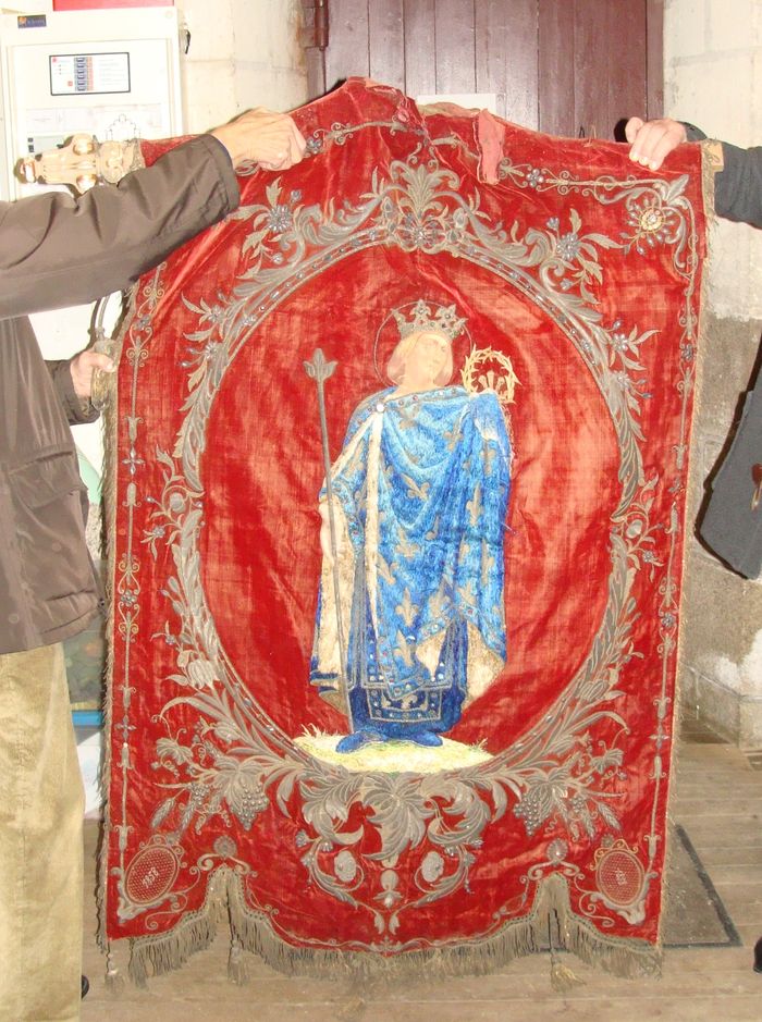 bannière de procession de la Vierge et de saint Louis